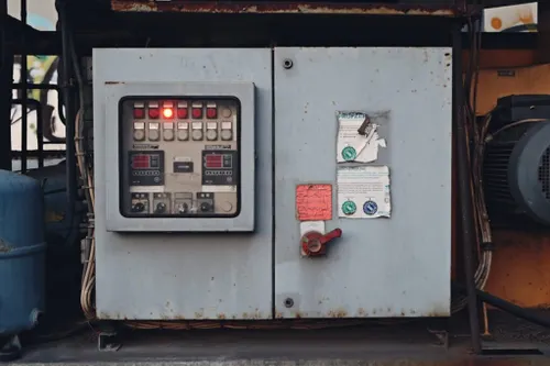 Generator Gents technician diagnosing a Deep Sea AMF control panel fault on a standby generator in Gauteng