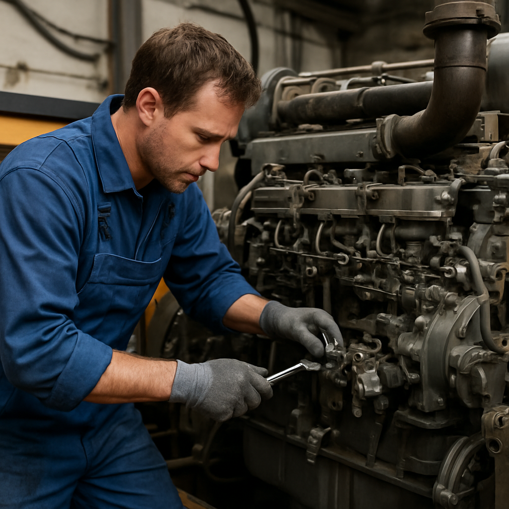 Generator Gents certified technician working on a diesel generator in Gauteng