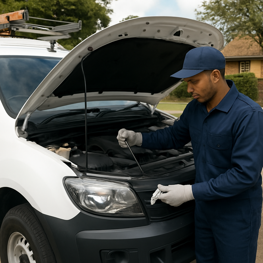 Technician performing a full generator service including oil change and filter replacement in Gauteng